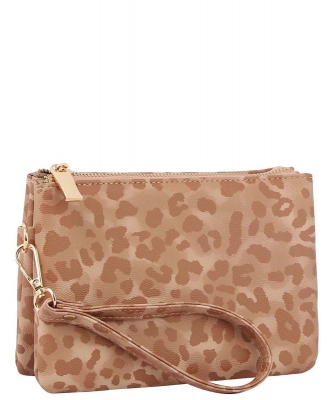 Leopard Convertible Clutch Crossbody Bag TD0030 LIGHT BROWN